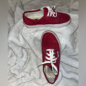 Red suede Vans